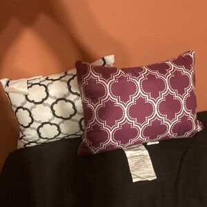 Purple and White Patterned Throw Pillow Set